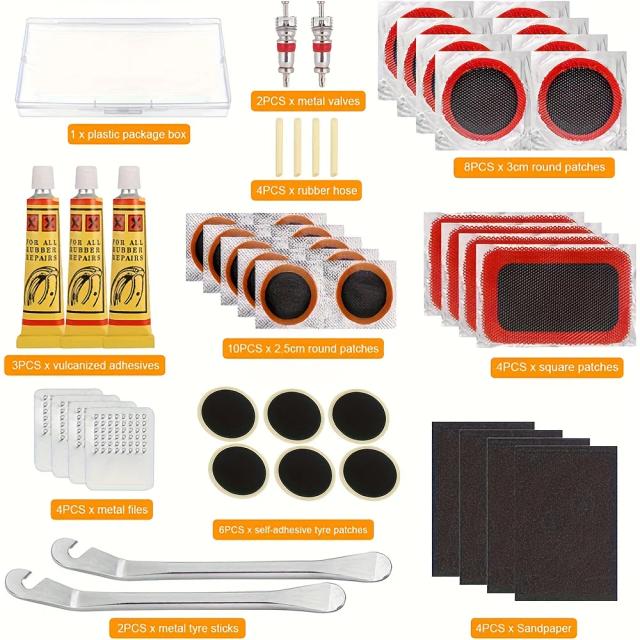 Kit de Reparo de Pneus de Bicicleta Essencial para Ciclistas - Ferramenta Completa para Reparos em Movimento