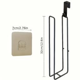 Suporte de papel higiênico autoadesivo, rack de tecido de banheiro de ferro preto com barra de toalha, suporte de parede sem broca, armazenamento de banheiro - Image 2