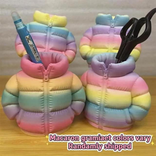 Suporte de Caneta Jaqueta Puffer 3D Criativo e Fofo para Mesa e Escritório
