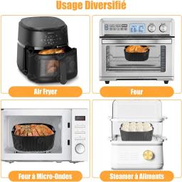 Molde quadrado para fritadeira de ar, 23cm, para philips série 2000 na230/00 cosori 5,5l/6l/6,2l, acessórios reutilizáveis xxl - Image 3