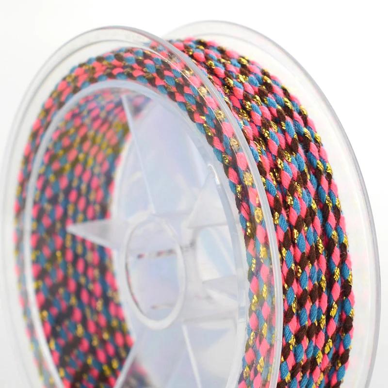 1 rolo de fio de algodão enrolado à mão colorido de 2mm, fio dourado, corda tecida, colar de pulseira para fazer joias diy, pulseira - Image 1