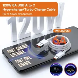 Xiaomi original usb tipo c cabo 120w 67w turbo carregador rápido mi 15 14 13 12t pro 12 11 ultra poco x6 x7 redmi note tubarão preto 5 - Image 2