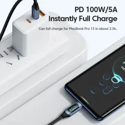 Toocki-Tipo C para Cabo Tipo C, Carregador de carregamento rápido PD, USB para USB C, Cabo de exibição para Macbook, iPad, Cabo de dados, 100W - Image 2