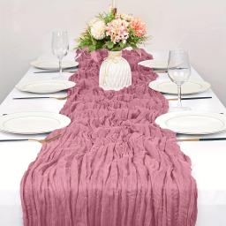1pc estilo boho gaze corredor de mesa-longa gaze sheer romantictable corredor para casamentos e decoração de cena decoração de casa - Image 6