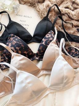 Silken Triângulo Cup Bra e Lingerie Tanga Set para Mulheres, Roupa Interior Sexy, Sutiãs Sem Fio, Bralette Francês, Íntimas Sem Costura, Verão - Image 5