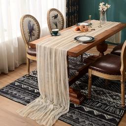 1pc estilo boho gaze corredor de mesa-longa gaze sheer romantictable corredor para casamentos e decoração de cena decoração de casa - Image 1