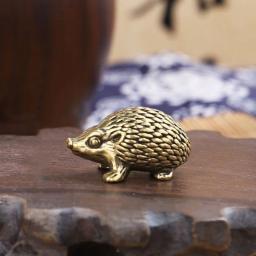 Mini ornamento de ouriço de latão, estátua de animais de metal, figura antiga de chá para casa, escritório, decoração de mesa, presente - Image 3