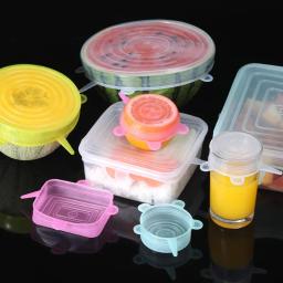 12pçs tampas de silicone adaptáveis, tampas redondas e quadradas, tampas de silicone para alimentos, tampas elásticas universais para latas, acessórios de cozinha - Image 4