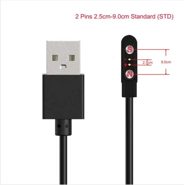 Cabo Magnético Carregador Pogo Pin 2/4/5 Pin 60cm 5V para Smartwatch e Fones
