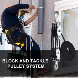 Bloco e equipamento polia sistema 50ft 3 corda polia talha com 6:1 potência de elevação multifuncional sistema de polia resistente 2200 lbs - Image 4