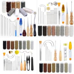 Kit de Costura em Couro, Conjunto de Ferramentas para Artesanato em Couro, Agulhas de Costura Manual, Furador, Linha Encerada para Trabalhos em Couro DIY - Image 1