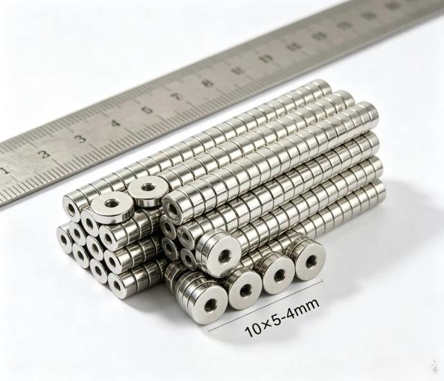 Ímã de Neodímio Redondo Cônico 10x5‑4mm, Forte, Diâmetro Externo 10x5mm, Furo de 4mm, Ímãs Magnéticos Permanentes NdFeB 10*5‑4 mm