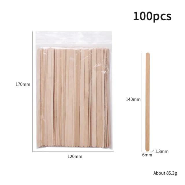 Espátulas de Madeira para Remoção de Cabelo e Raspagem, 50/100/200 Peças