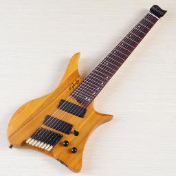 8 cordas guitarra elétrica sem cabeça 30 Polegada traste de fibra sólida cinza corpo 686mm escala fosco mini guitarra natural alta qualidade - Image 1