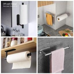 Suporte de toalha de papel de cozinha adesivo cabide de tecido rolo de papel higiênico dispensador armário de armazenamento guardanapo rack acessórios do banheiro - Image 6