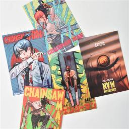 10 pçs anime japonês motosserra homem personagem cartaz adesivo cartão postal presente casa sala de estudo parede fundo decoração fotos pintura - Image 3