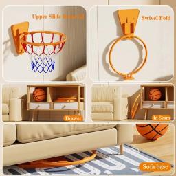 Aro de Basquete Dobrável de Parede para Uso Interno, Equipamento de Treinamento de Basquete Silencioso para Crianças - Image 4