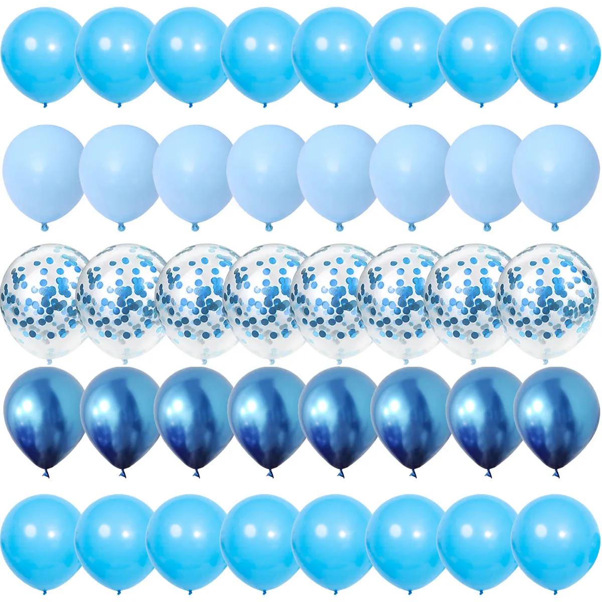 40 peças conjunto azul balões de metal látex confete balão casamento dia dos namorados globos chá de bebê decorações de festa de aniversário - Image 1