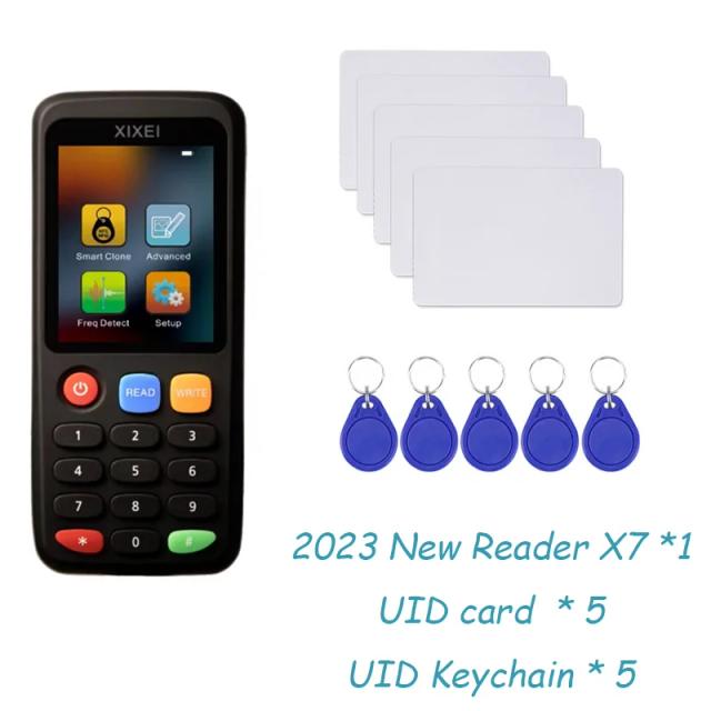 Leitor de Cartão Inteligente RFID X7 Copiador de Crachá 125khz 13.56mhz NFC Duplicador IC ID Tag Clone Ntag215 Gravador de Chaves