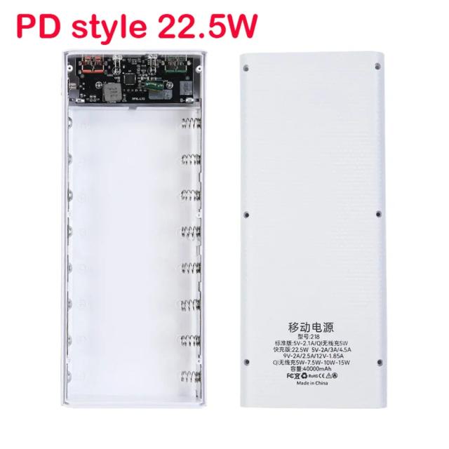 Qc 3.0 carga rápida qi 15w bateria 8x21700 power bank caso soldagem livre titular caixa de armazenamento powerbank para o telefone móvel