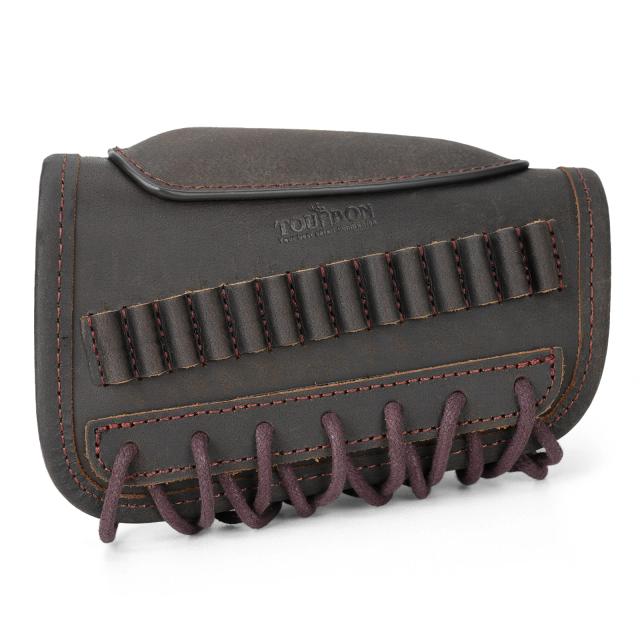 Capa de Couro Tourbon para Coronha de Rifle com Apoio de Bochecha e Alças para 14 Cartuchos .22LR, Acessórios de Caça Ajustáveis