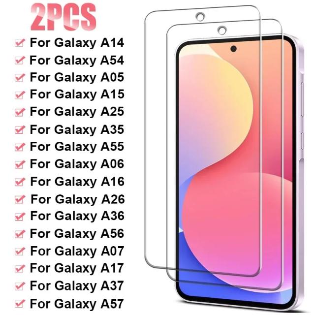 2PCS Vidro Temperado para Samsung Galaxy A54 A14 A05S A15 A55 A35 A25 Protetor de Tela para Samsung A56 A36 A26 A16 A06 A17 A37 A57