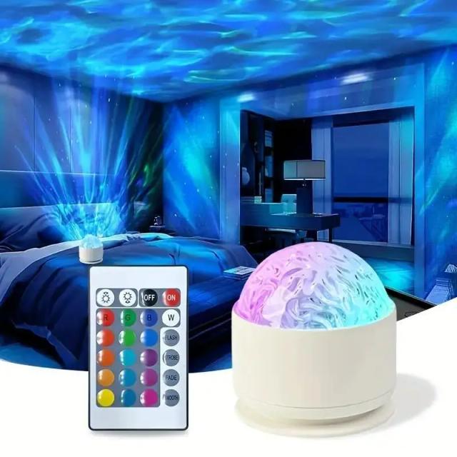 Luz Noturna LED Projetor Galáxia Aurora 16 Cores RGB