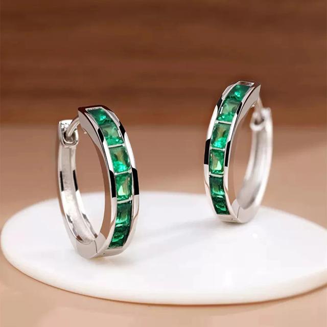 Huitan Brincos de Argola Quadrados CZ Elegantes 1 Par