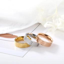 Moda clássico cruz anéis de aço inoxidável para mulheres homens cor ouro jóias luxo presente casamento - Image 5