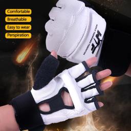 1 par luvas de karatê equipamento taekwondo metade do dedo protetor boxe mão pé proteção pés guardas artes marciais kickboxing - Image 5