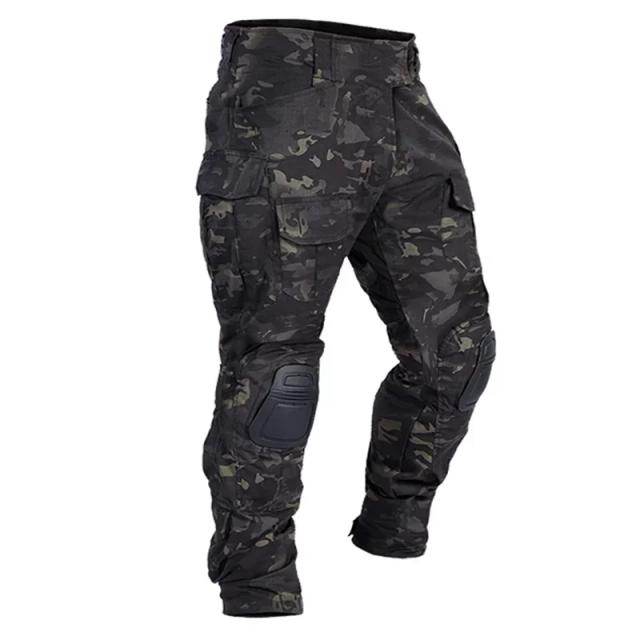 Calças de combate masculinas com joelheiras calças esportivas de carga tática camuflagem multicam trekking roupas de caça