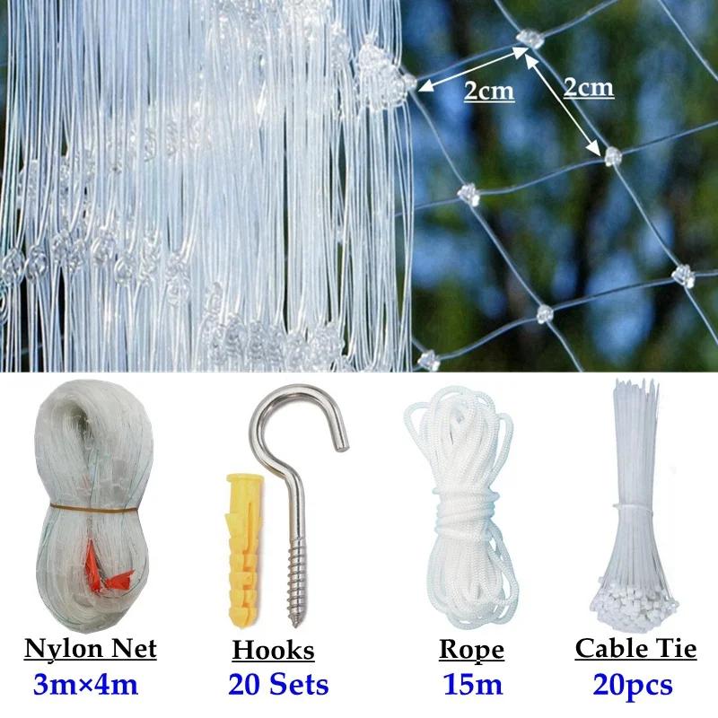 Rede de proteção para gatos, malha personalizável, 2cm x 2cm, nylon transparente, tela de varanda, terraço, janela, animal de estimação, rede de proteção contra queda