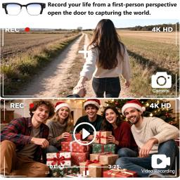 Óculos Inteligentes 4K com IA, Câmera de 8MP para Gravação de Vídeos, Reconhecimento de Fotos, Tradução, Chamada Bluetooth, Óculos de Sol Fotocromáticos e à Prova d'Água - Image 5