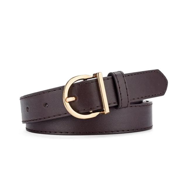 Cinto Feminino Couro PU Fivela Pino Luxo Macio