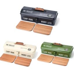 Caixa de armazenamento de ferramentas ao ar livre portátil acampamento piquenique metal ferramentas caixa de armazenamento com alça caixa de armazenamento de artigos diversos gadgets de acampamento - Image 5