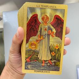 Cartas de profecia de baralho de tarô de folha dourada espanhola e inglesa para iniciantes com guia de 2 idiomas 12x7cm Toro Taro - Image 2