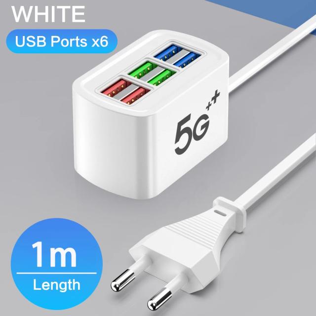 Carregador USB Rápido 6 em 1 Power Strip Estação de Carregamento para iPhone 16