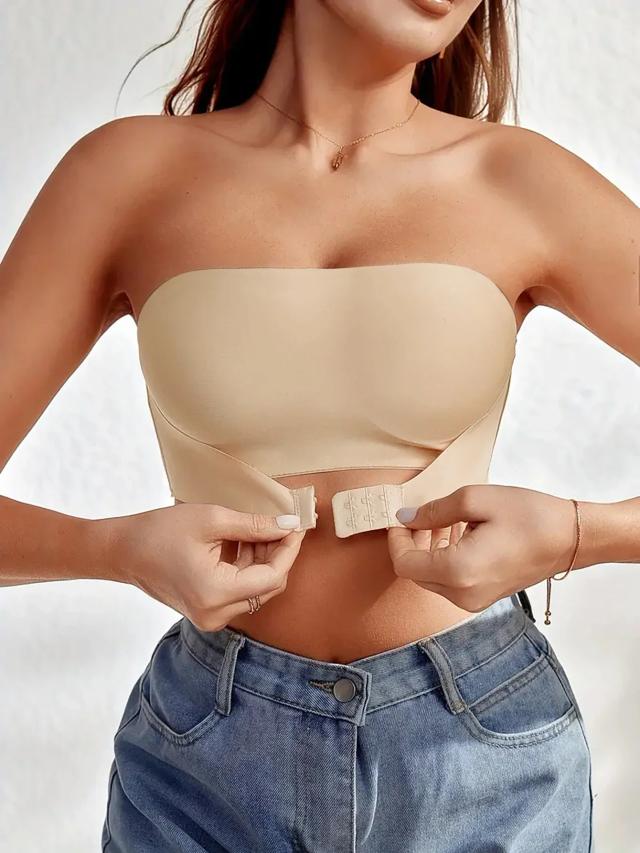 Sutiã Feminino Sem Alças Sem Costura Botão Frontal Confortável Suave