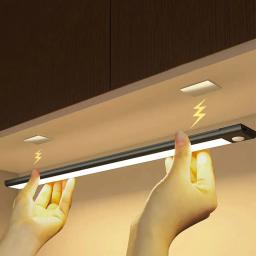 USB tipo C recarregável LED gabinete luz, sensor de movimento, lâmpada para cozinha, iluminação de armário, 20cm, 30cm, 40cm, 50cm, 60cm - Image 1
