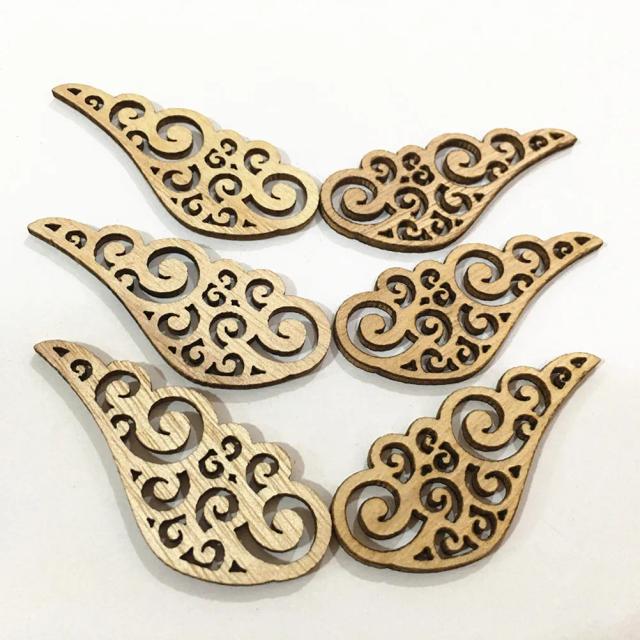 50 peças de madeira em formato de asas de anjo, lâminas de madeira lisa para decoração artesanal, materiais DIY inacabados para festas de Natal e costura
