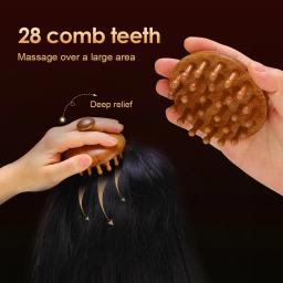 Pente de Massagem Multifuncional de Madeira, Massageador de Couro Cabeludo, Massageador Corporal de Sândalo Natural com Dentes Circulares para Guasha - Image 3