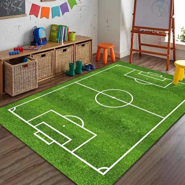 Tema esportivo pista de corrida quadra de basquete campo de futebol tapete crianças jogar decoração para casa antiderrapante tapetes para o quarto