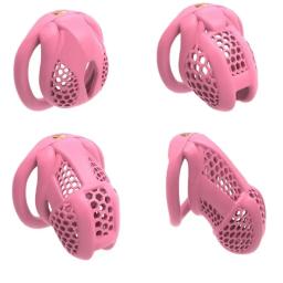Nova Gaiola de Castidade Masculina Rosa de Alta Qualidade em ABS, Gaiola Anti-Infidelidade para Pênis com 4 Anéis de Tamanhos Diferentes, Brinquedos Sexuais Masculinos 18+ - Image 1