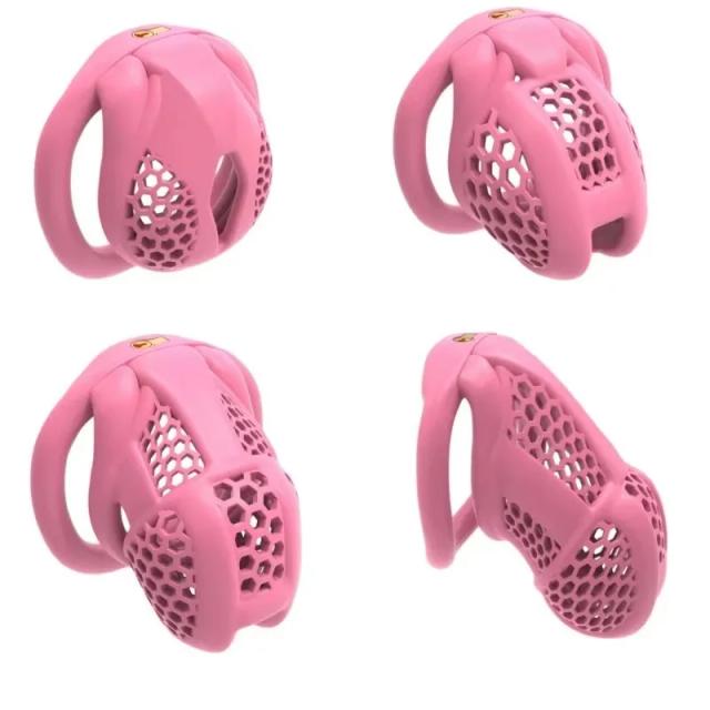Gaiola de Castidade Masculina Rosa ABS A601 com 4 Anéis - Controle e Segurança
