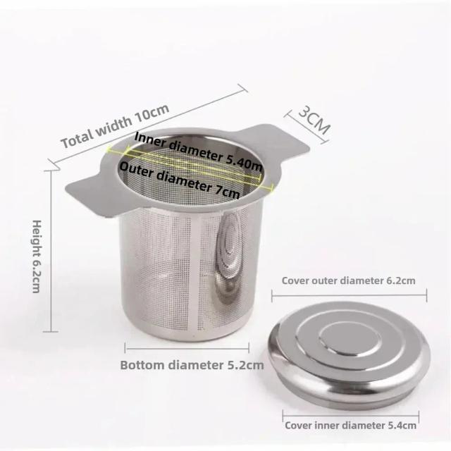 Infusor de Chá de Aço Inoxidável com Tampa Dupla e Malha Fina - 1 Unidade