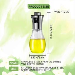 Pulverizador de óleo, frasco de spray de óleo extremamente preciso com funil, feito de aço inoxidável e vidro, pulverizador de óleo de 200ML para cozinhar - Image 2