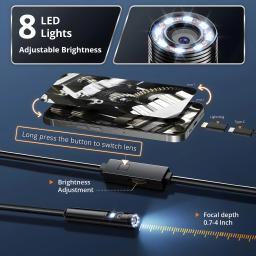 Câmera endoscópica de porta dupla para iphone, ios, android, 1920p, hd, 3 em 1, à prova d'água, ferramentas de inspeção de motor automotivo, esgoto - Image 2