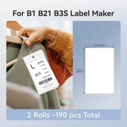 Original niimbot b21/b1/b3s/b31 branco transparente etiqueta tamanho grande auto-adesivo à prova dwaterproof água etiqueta de preço papel térmico - Image 2