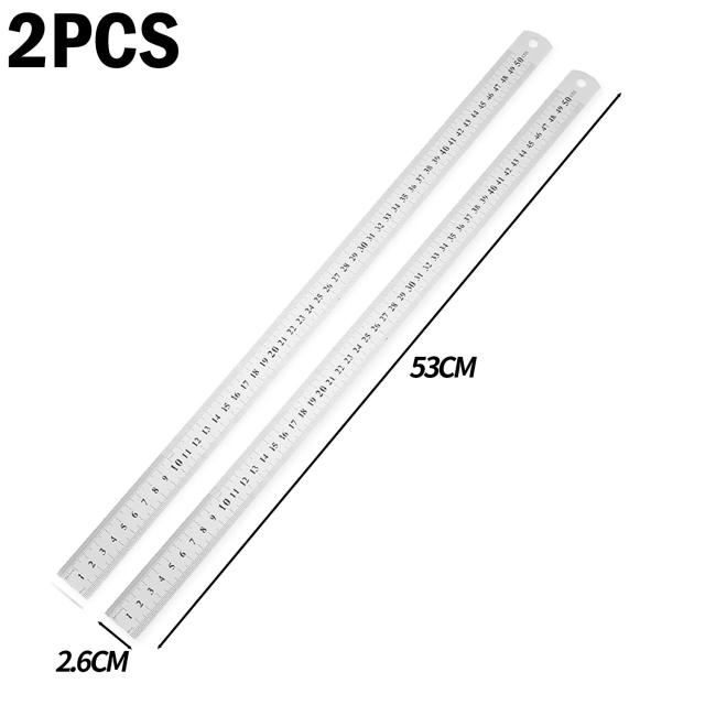 Régua de Metal Inox Dupla Face 50cm Precisão Profissional