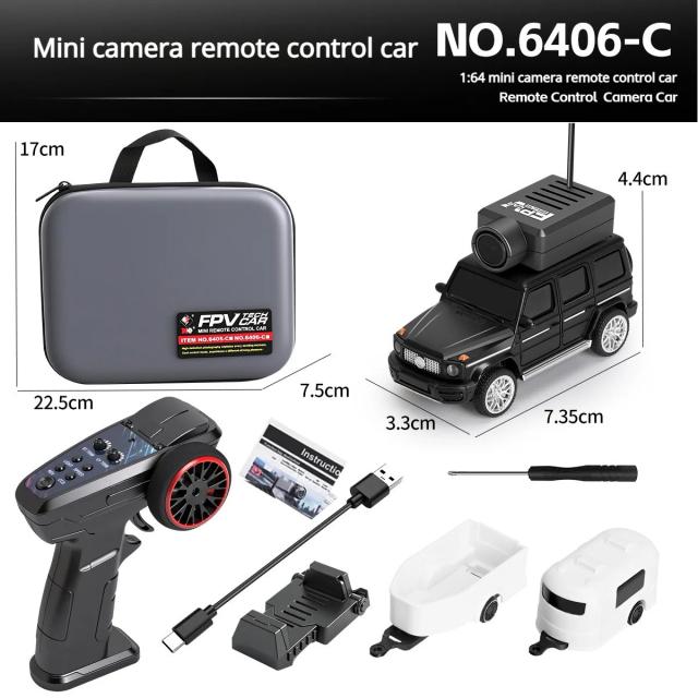 6401-C Carro de Controle Remoto 1:64 Mini Carro FPV 2.4G Carro de Deriva